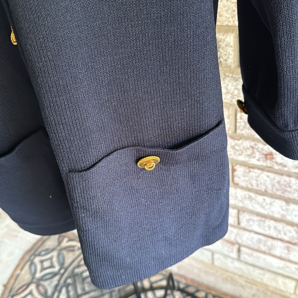 St. John Marie Gray Vintage Navy Santana Knit Jacket sz 4 To Die For Buttons - Picture 4 of 10